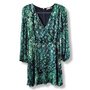 Alice Olivia Green Black Silk Velvet Burnout Mini Dress 2 Career Cocktail Event